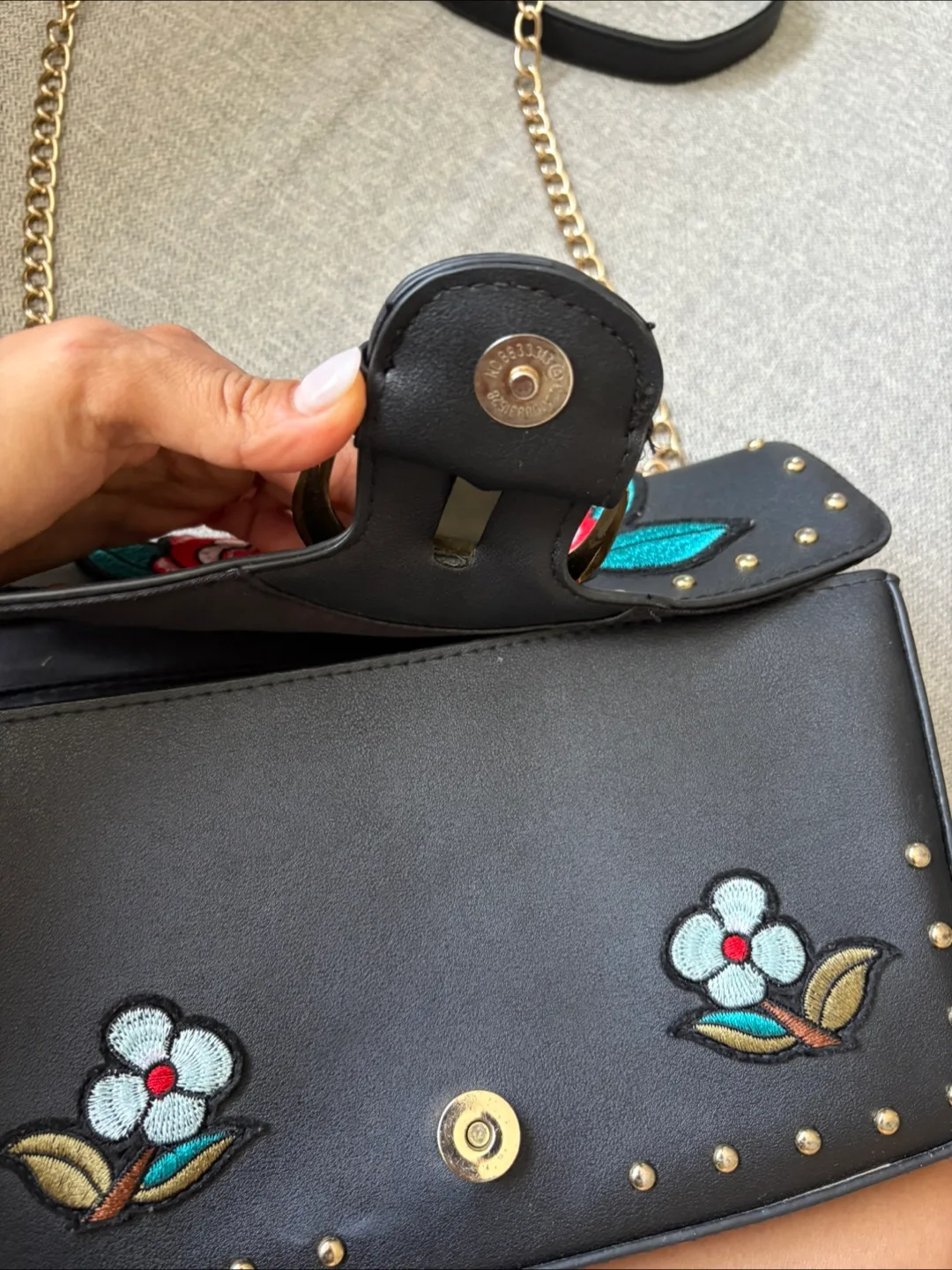 Primark Black Floral Embroidered Crossbody Bag image indicator(5)