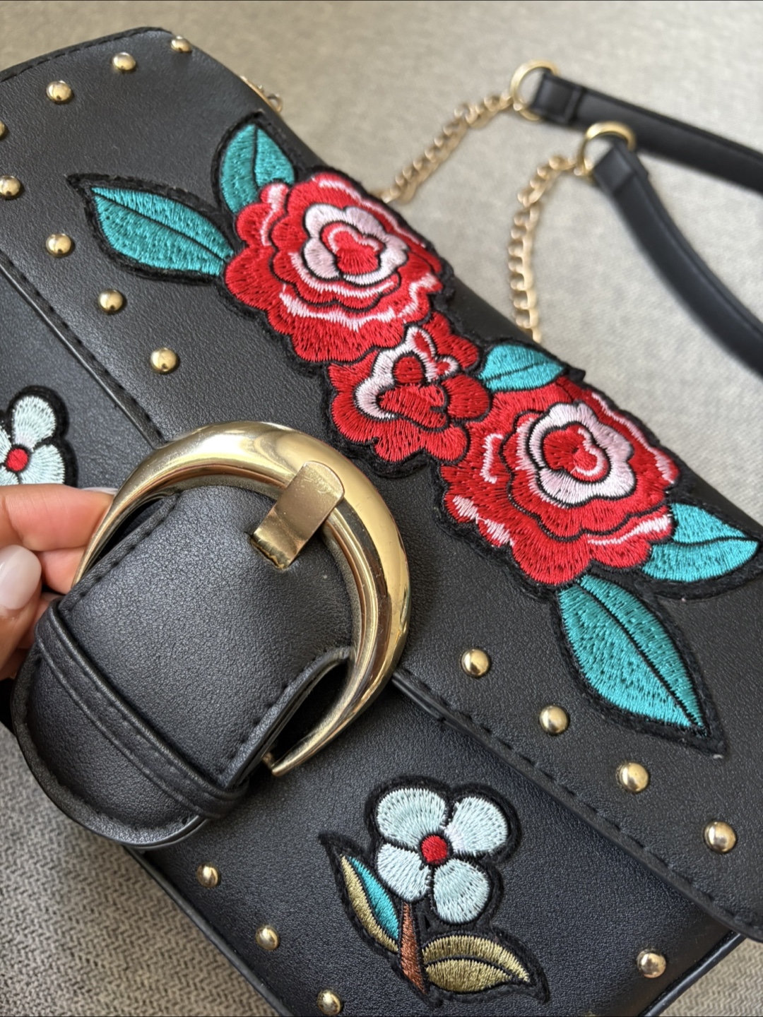 Primark Black Floral Embroidered Crossbody Bag - photo 2