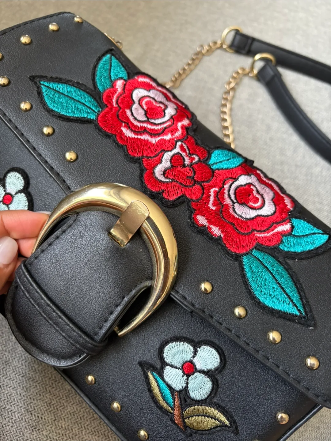 Primark Black Floral Embroidered Crossbody Bag image indicator(2)