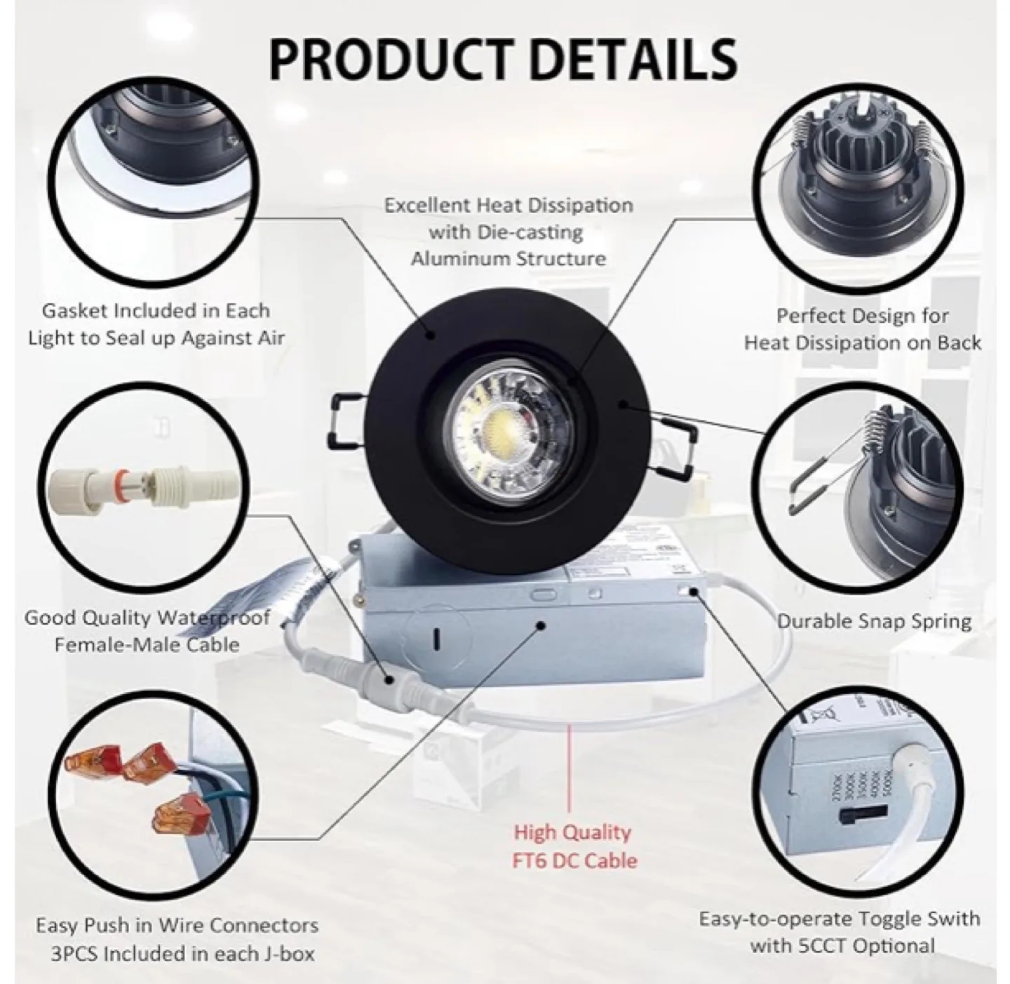 Popanu 3" LED Recessed Lighting - Black image indicator(4)