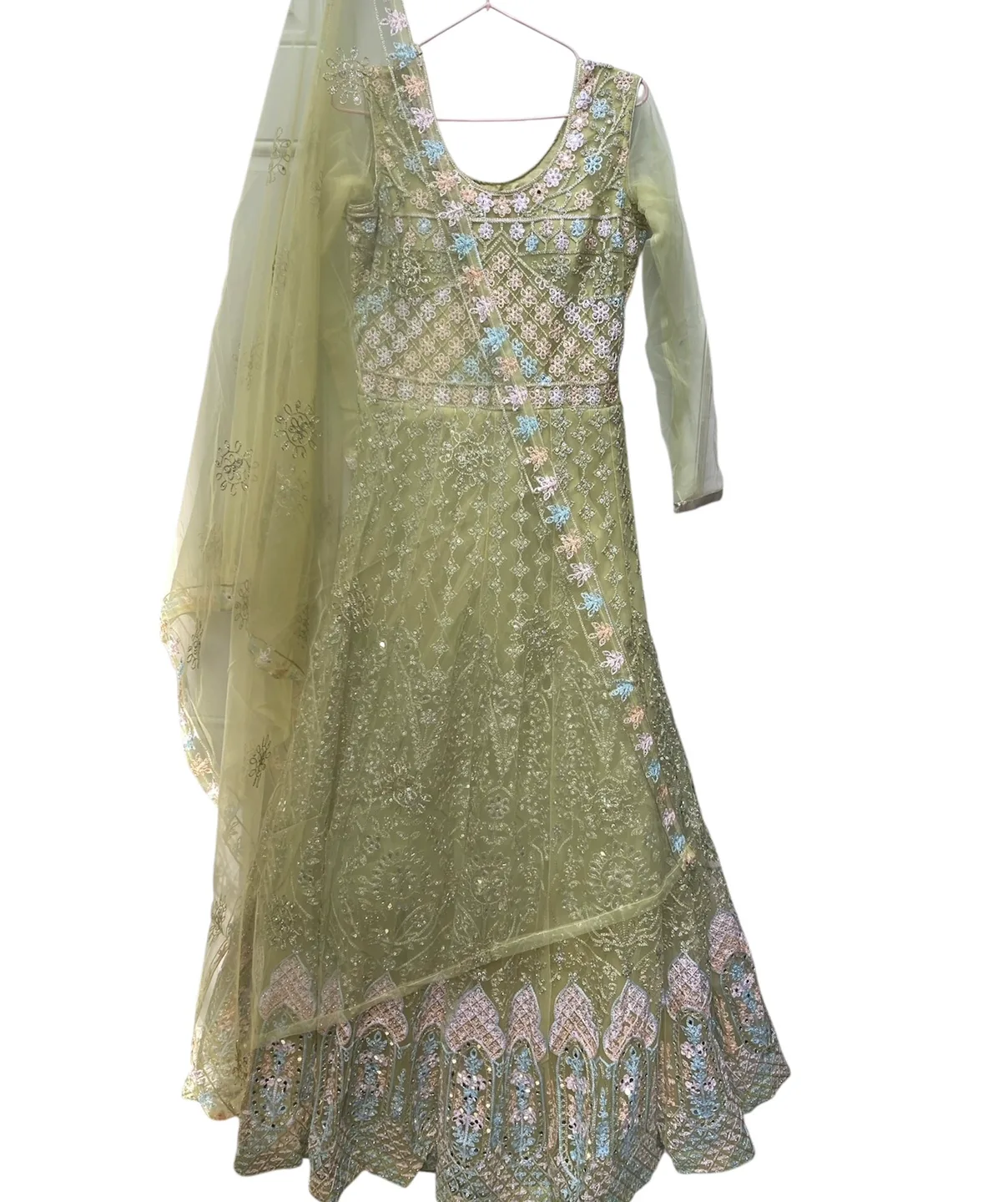 Green Embroidery gown thumbnail