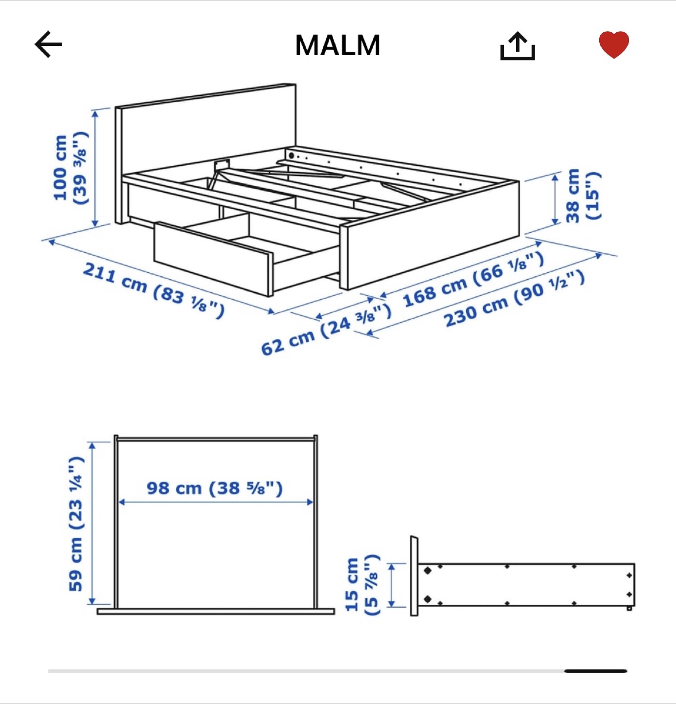 IKEA Malm Queen Bed Frame with Storage - photo 4