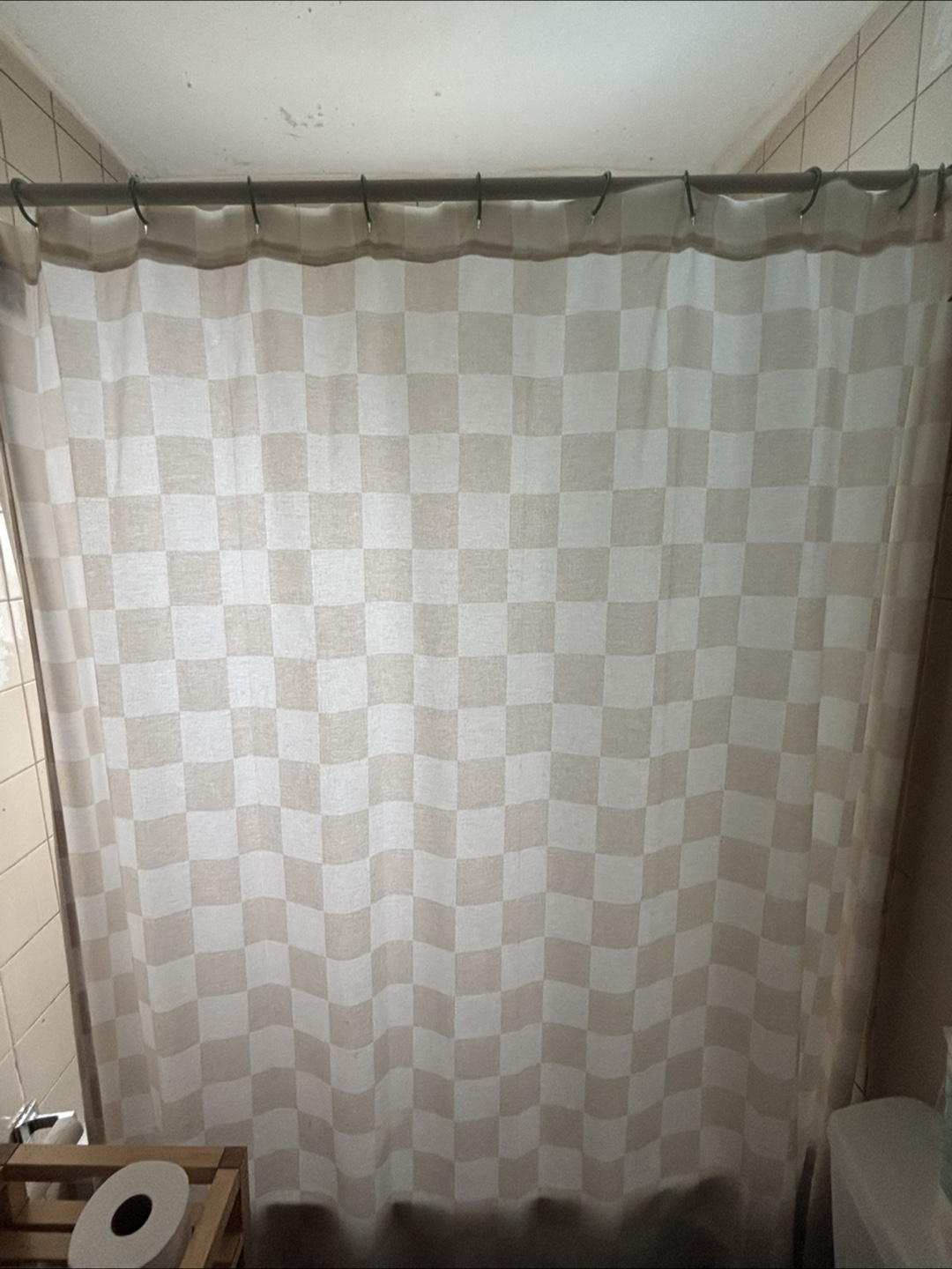 Boho checkered shower curtain