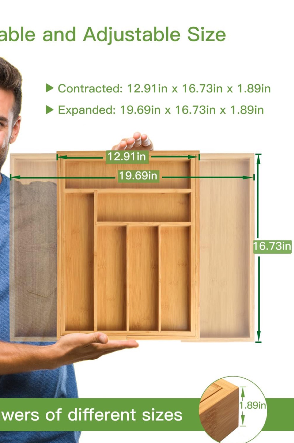 Adjustable Bamboo Drawer Organizer