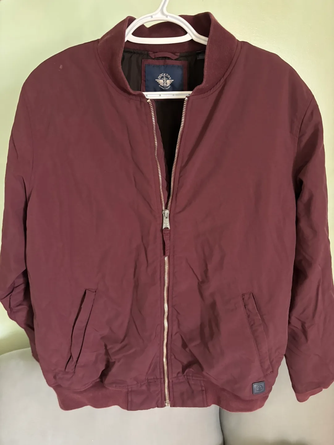 Dockers Burgundy Bomber Jacket sz M thumbnail