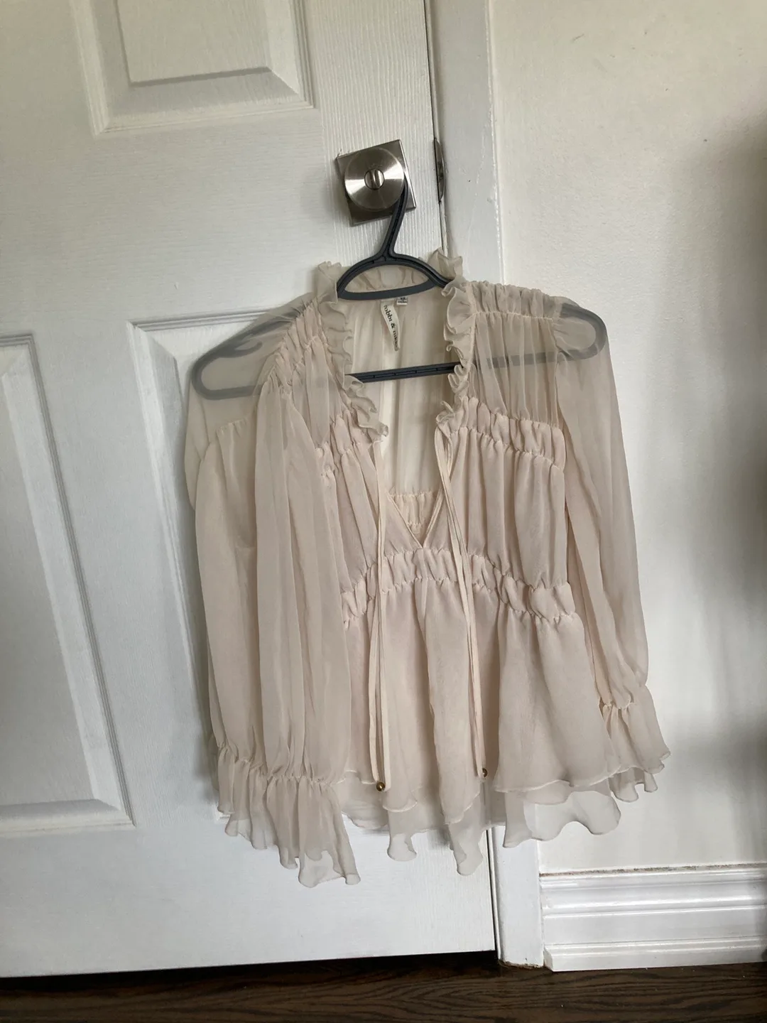 NBD Cream Ruffle Blouse - Size medium thumbnail