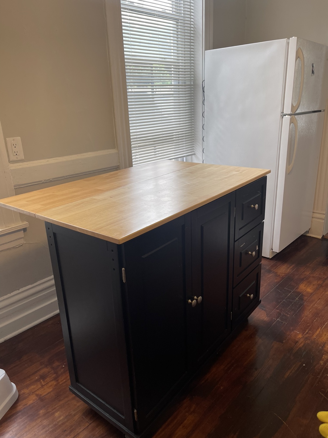 Black Kitchen Island Cart with Wood Top - photo 2