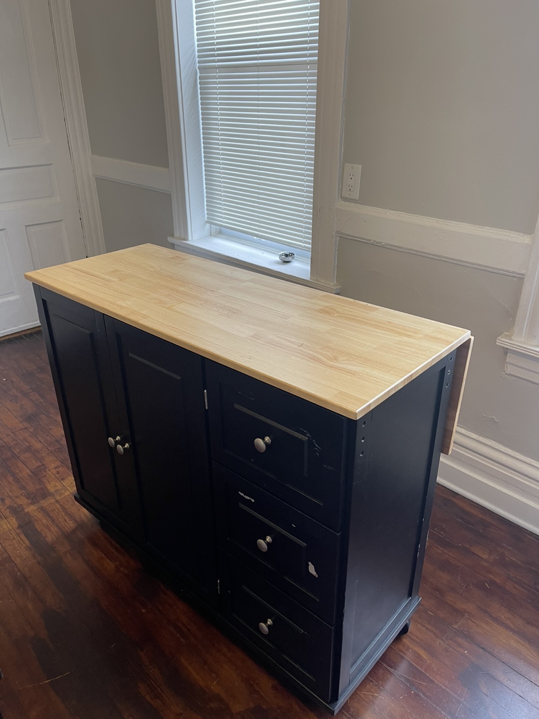 Black Kitchen Island Cart with Wood Top - photo 3