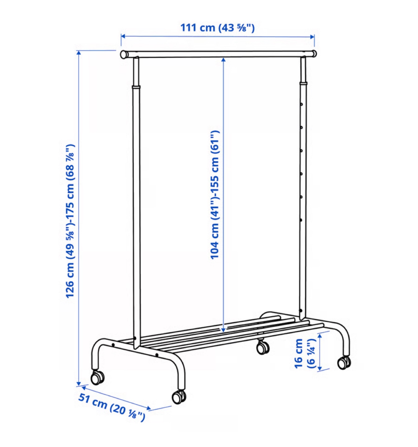 IKEA RIGGA Clothes rack rolling rack - photo 2