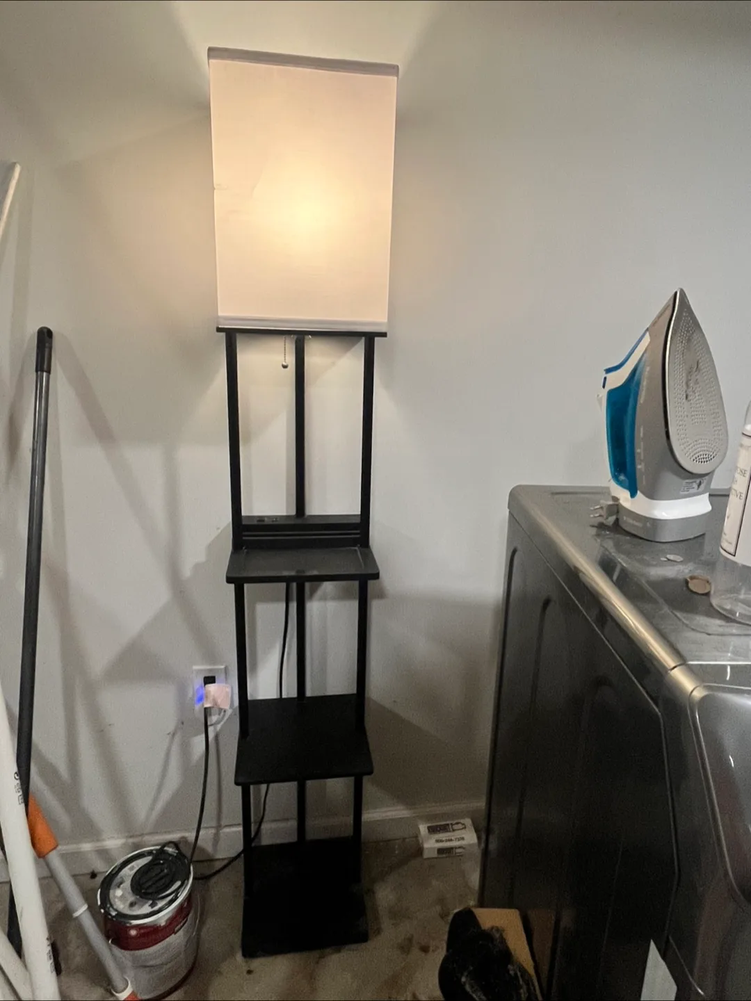 Modern Black Floor Lamp with Shelves thumbnail
