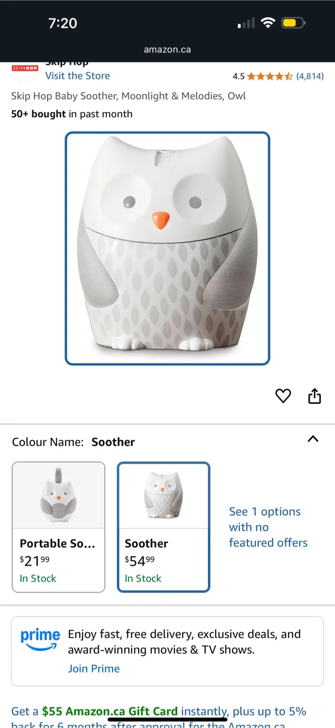 Skip Hop Moonlight & Melodies Owl Soother thumbnail