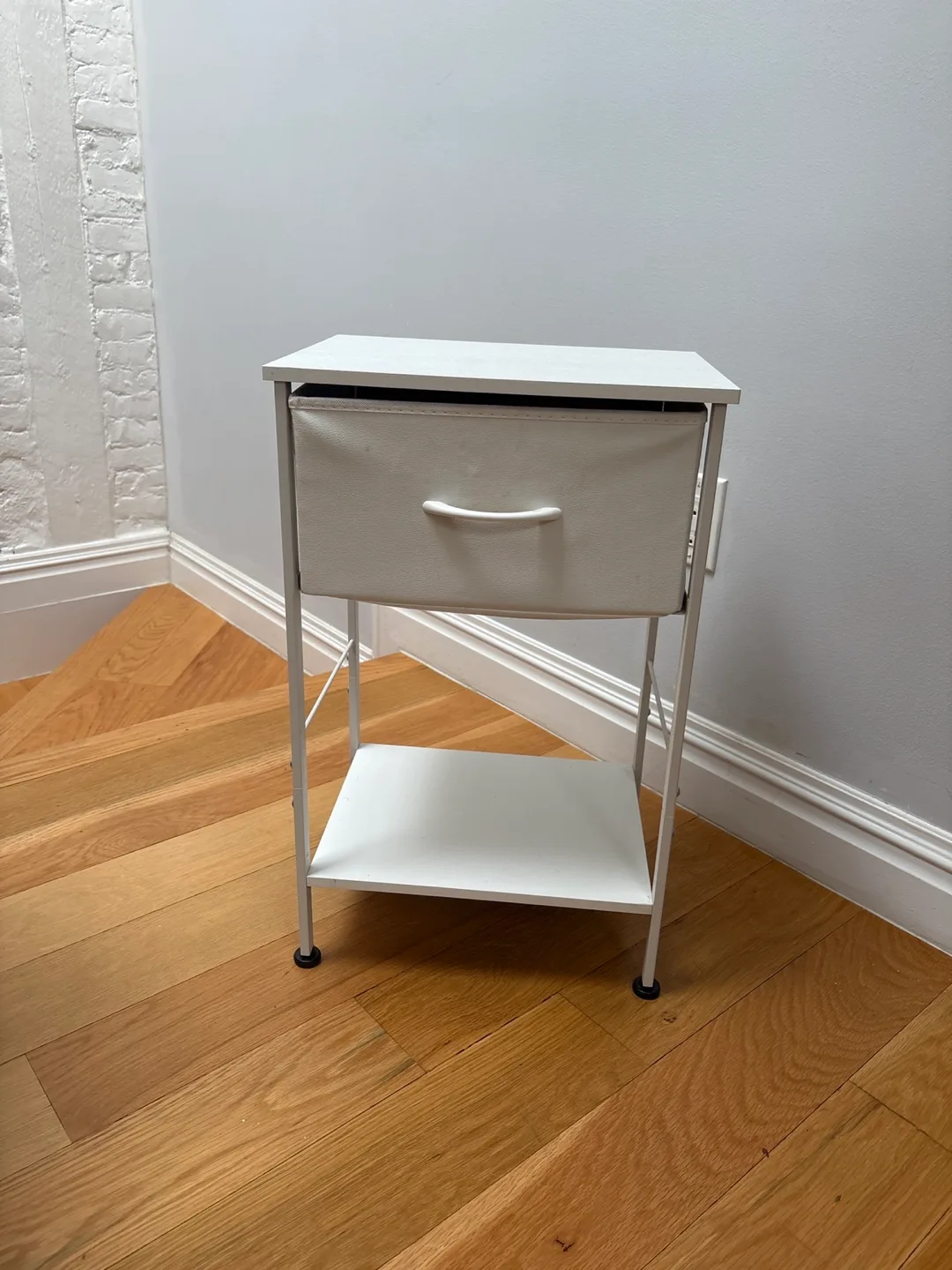 White Metal & Fabric Storage Shelf thumbnail