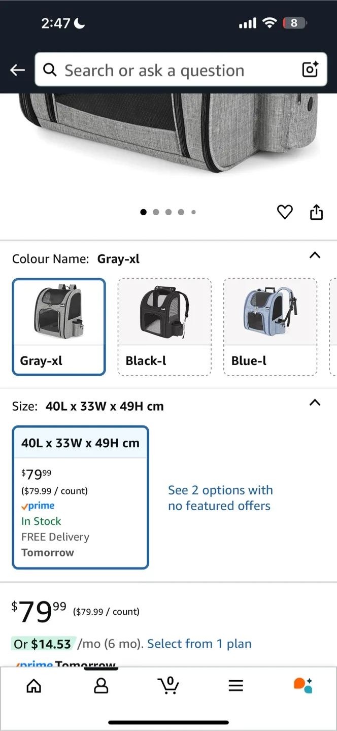 Pecute Dog Carrier Backpack XL - Gray image indicator(2)