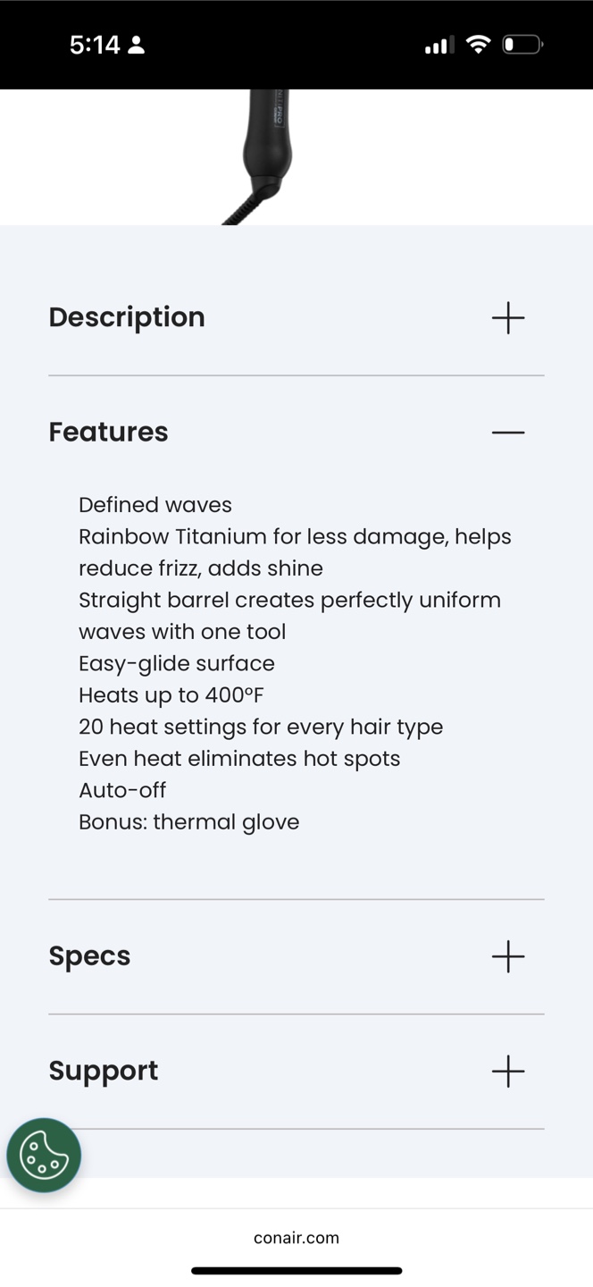 Conair Infinitipro Rainbow 1-inch Curling Wand - photo 3