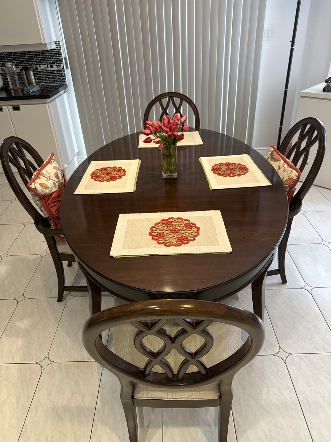 Oval Dining Table with 4 Chairs
