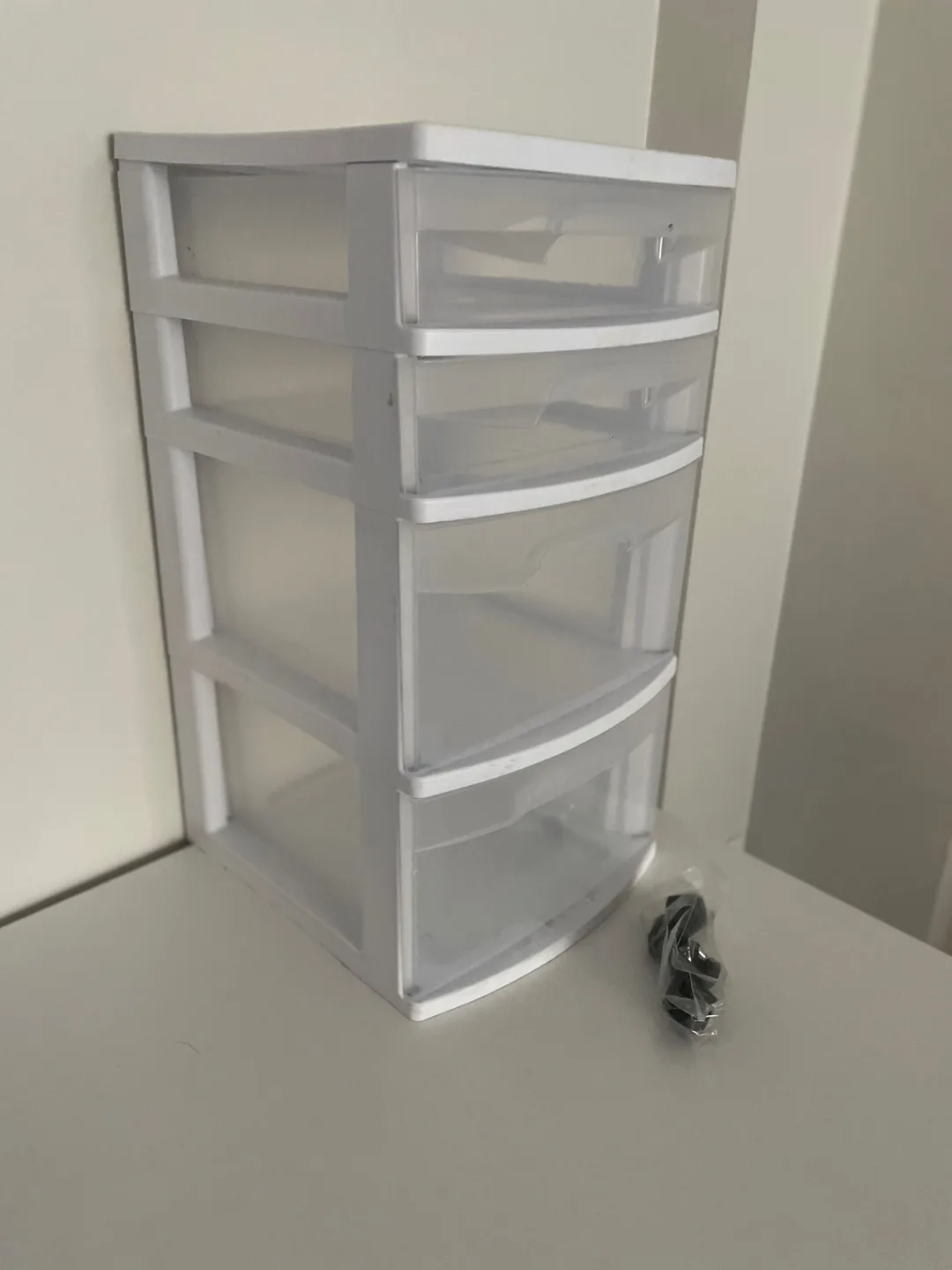 White 4-Drawer Plastic Storage Unit thumbnail