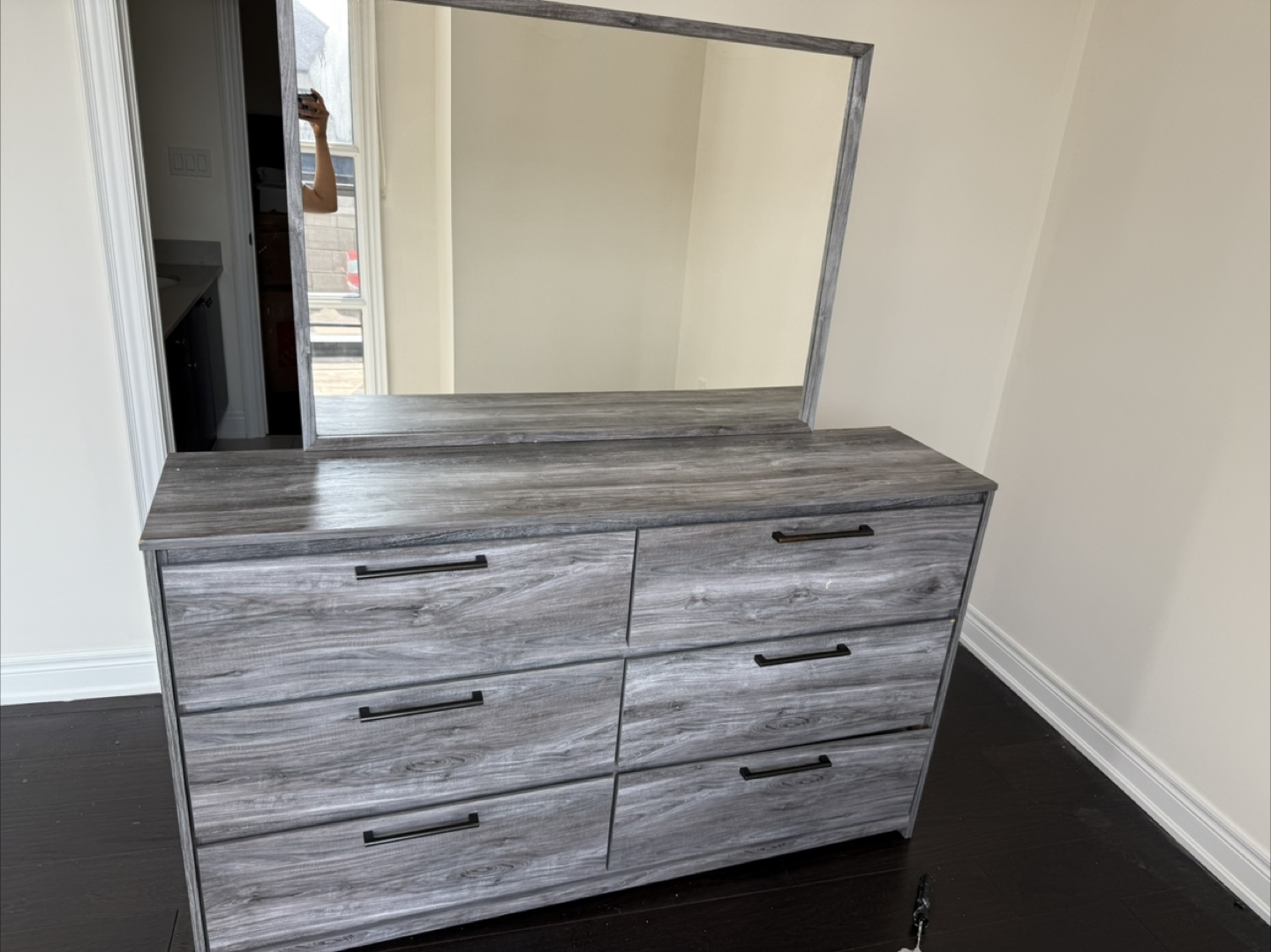 Grey Wood Dresser with Mirror - photo 3