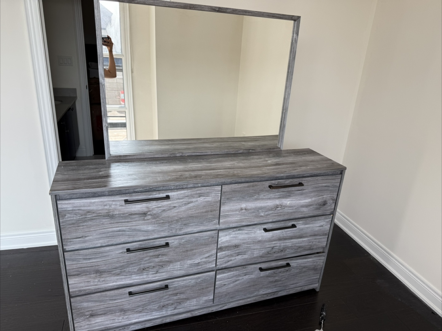 Grey Wood Dresser with Mirror - photo 2