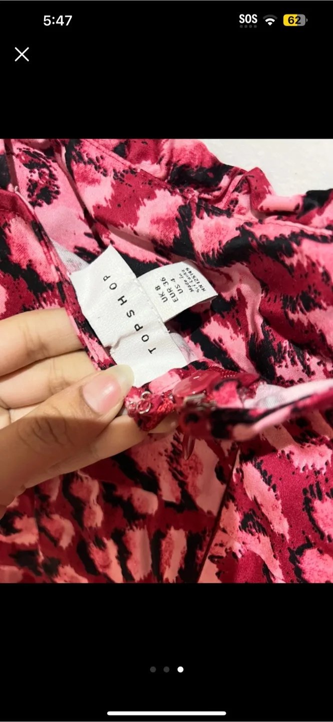 Topshop Pink Animal Print Mini Dress - Size US 4 image indicator(3)