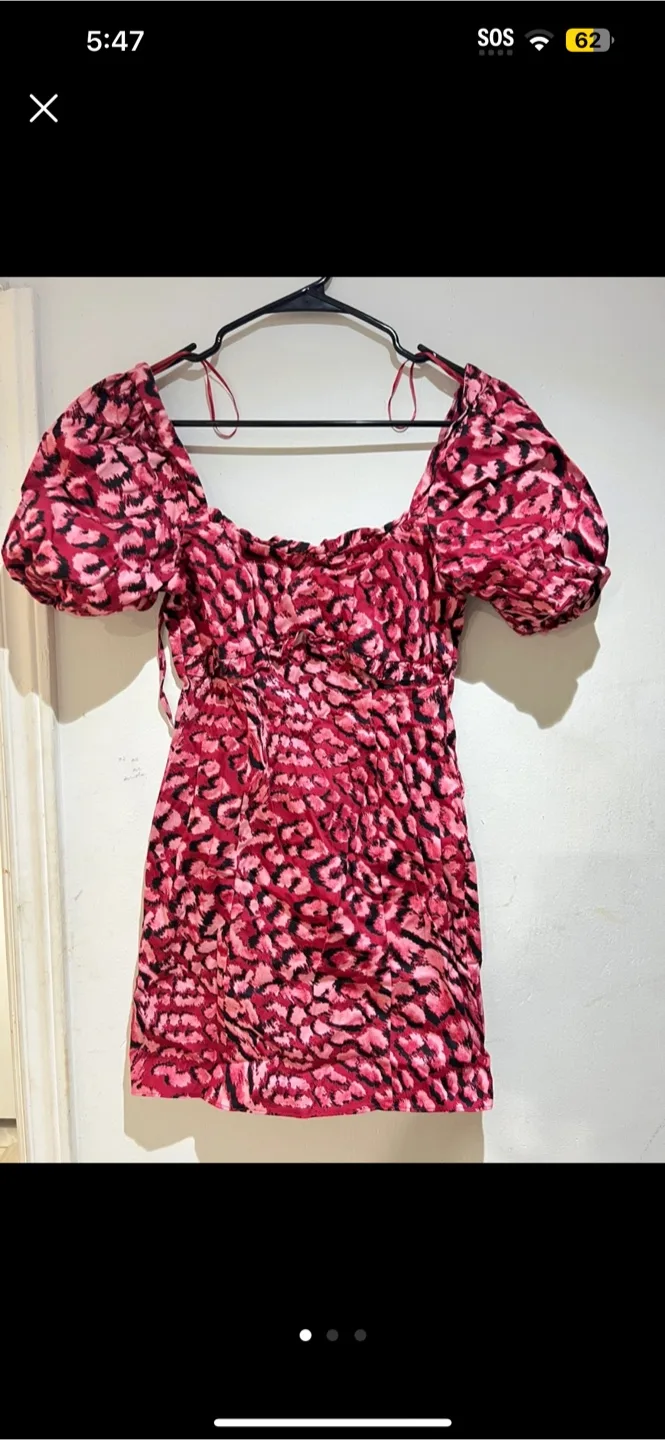 Topshop Pink Animal Print Mini Dress - Size US 4 thumbnail
