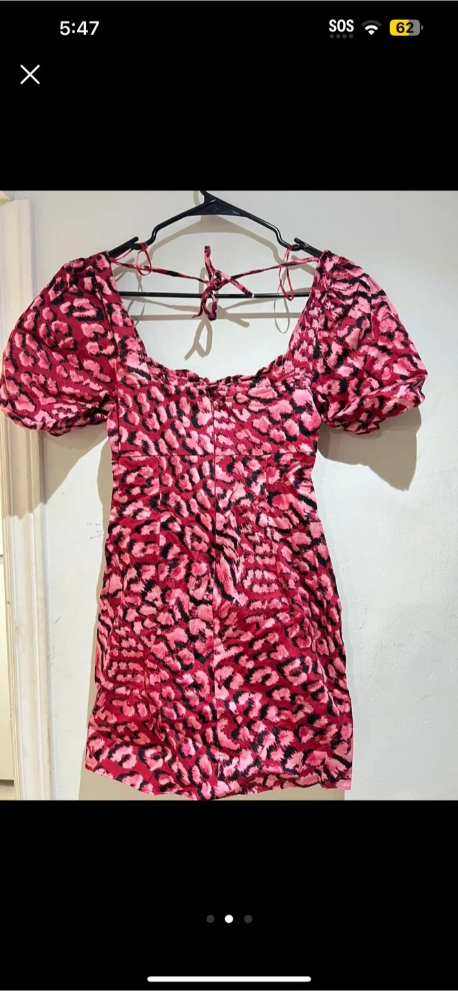 Topshop Pink Animal Print Mini Dress - Size US 4 image indicator(2)