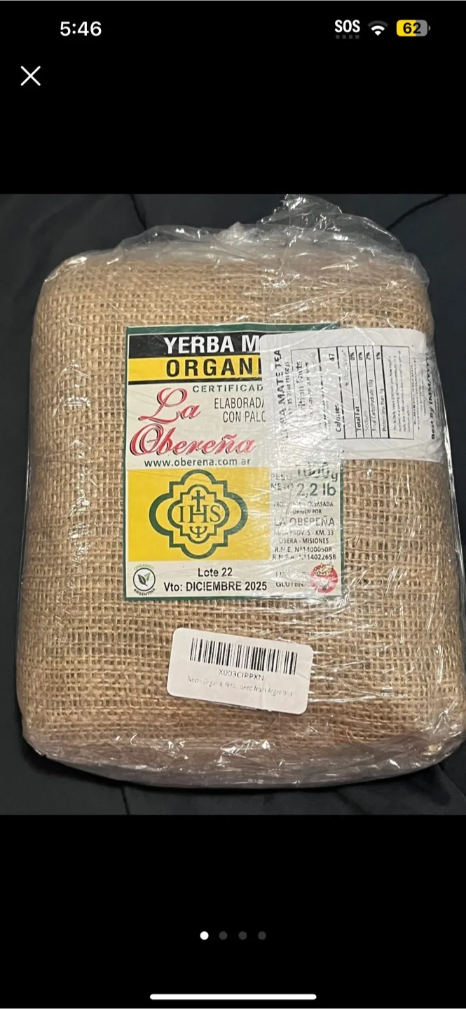 Yerba Mate Organica La Oberena tea 2.2 lb thumbnail
