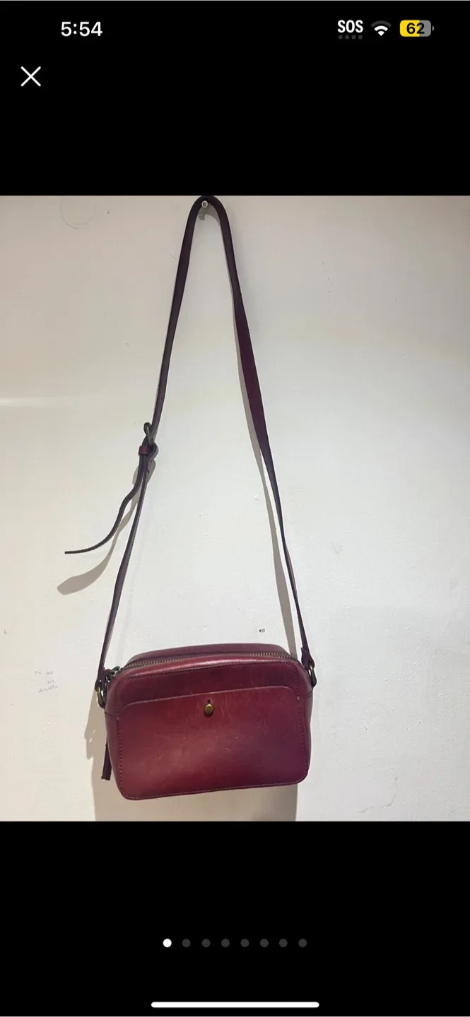 Leather Crossbody Bag - Burgundy thumbnail