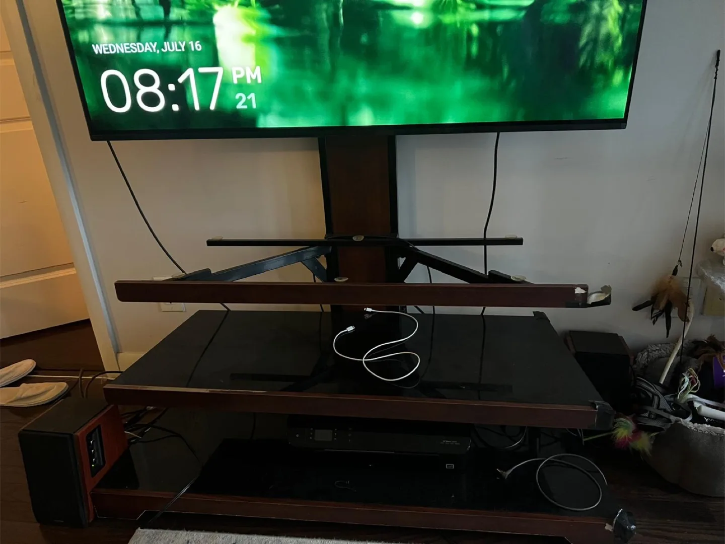 Black & Wood TV Stand with Mount image indicator(3)