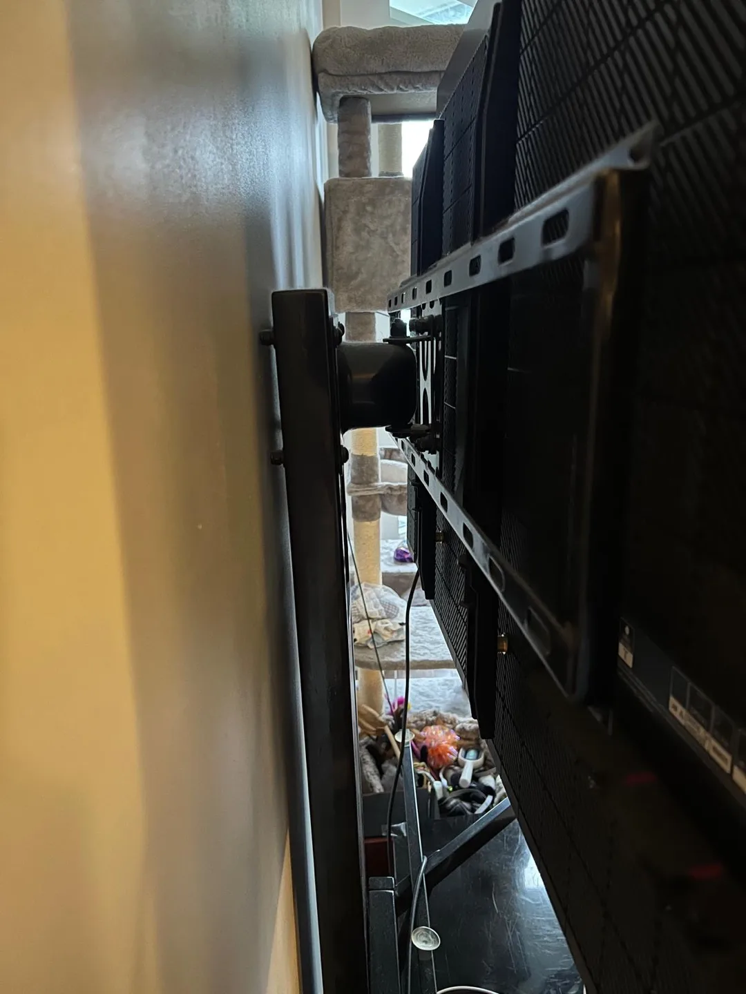 Black & Wood TV Stand with Mount image indicator(5)