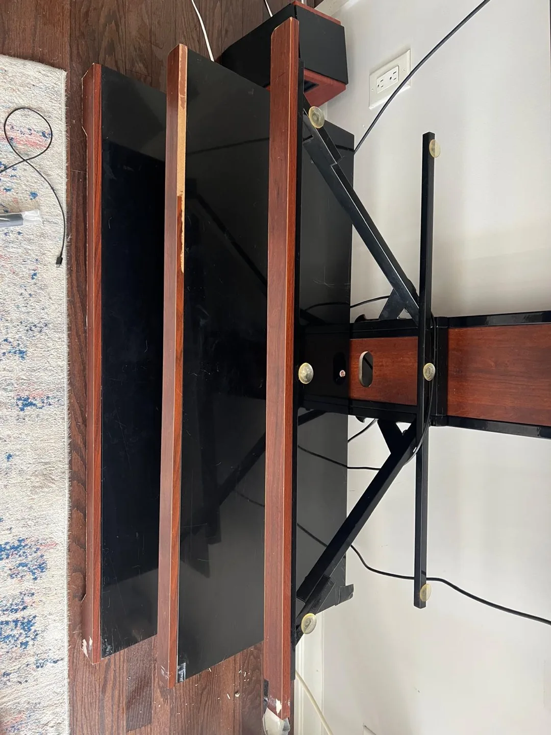 Black & Wood TV Stand with Mount thumbnail