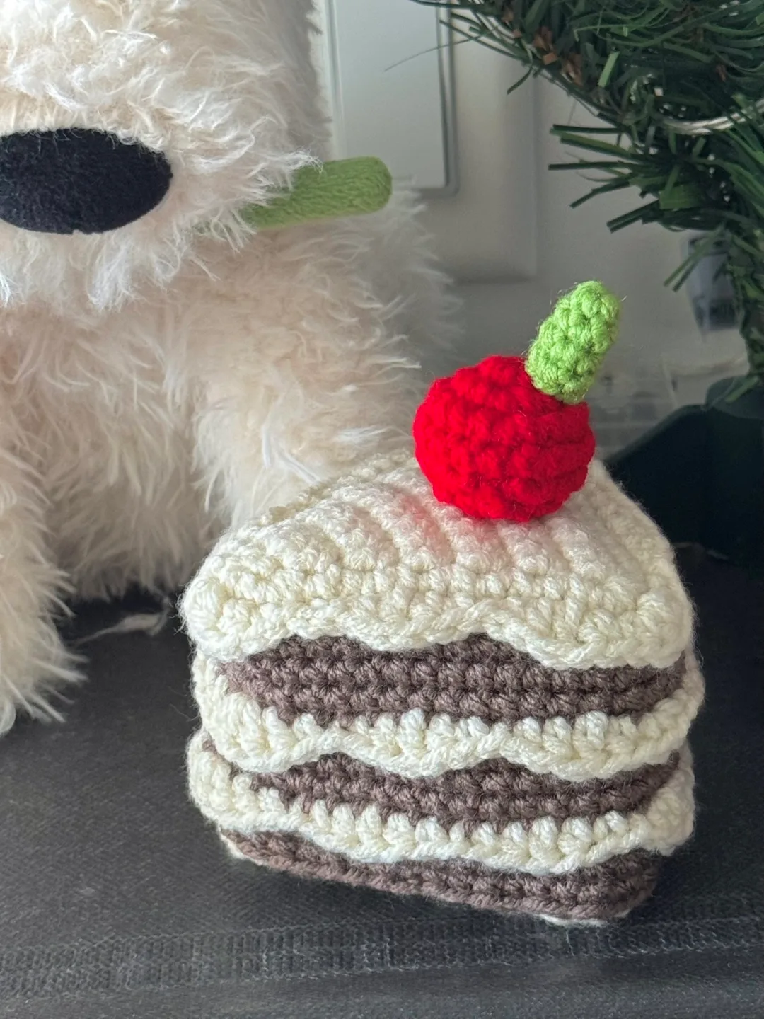 Handmade crochet JellyCat cream chocolate cake thumbnail