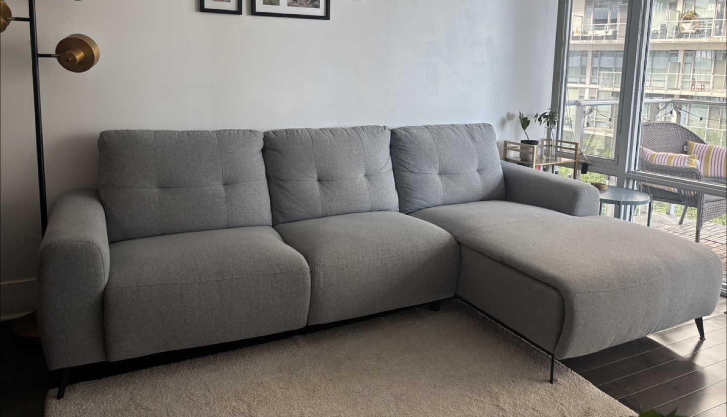 Structube Grey Fabric Sectional Sofa - photo 2