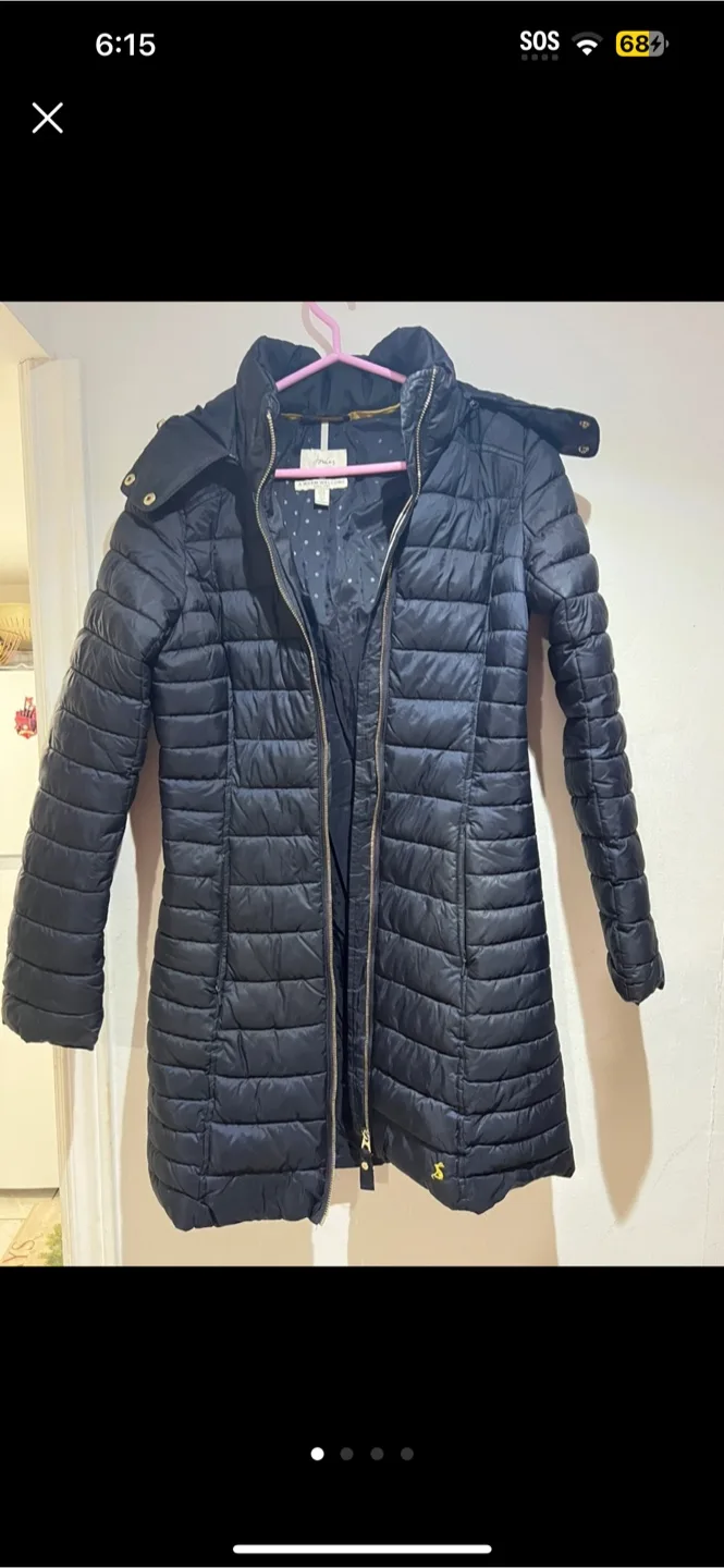 Joules Black Puffer Jacket Size UK 6 thumbnail