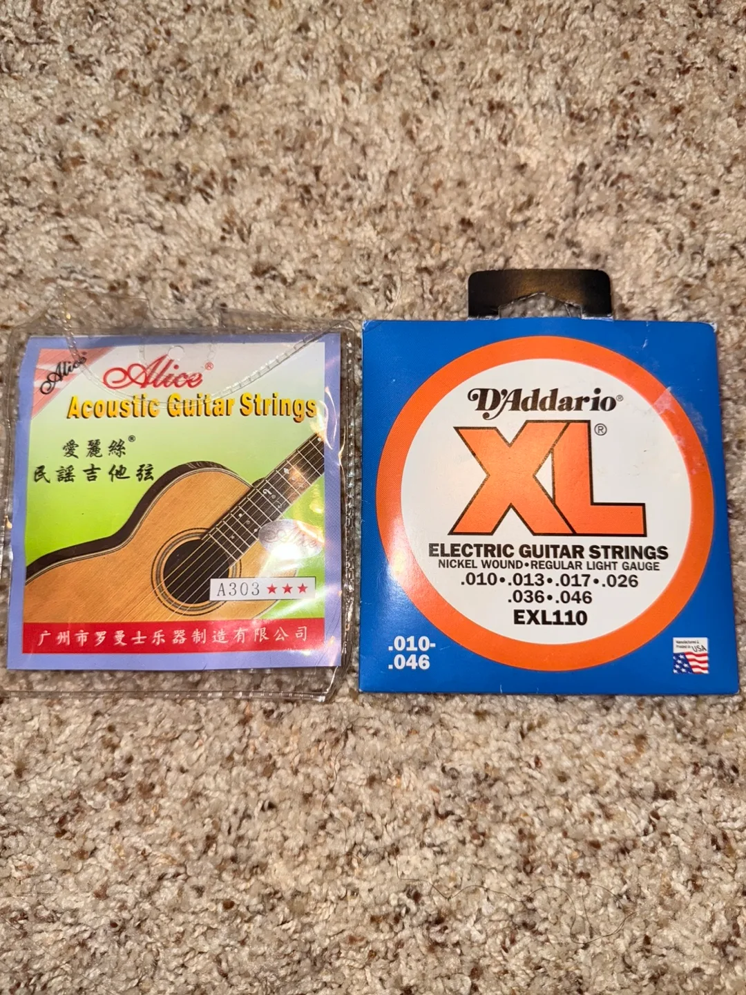 Alice Acoustic & D'Addario XL Electric Guitar Strings thumbnail