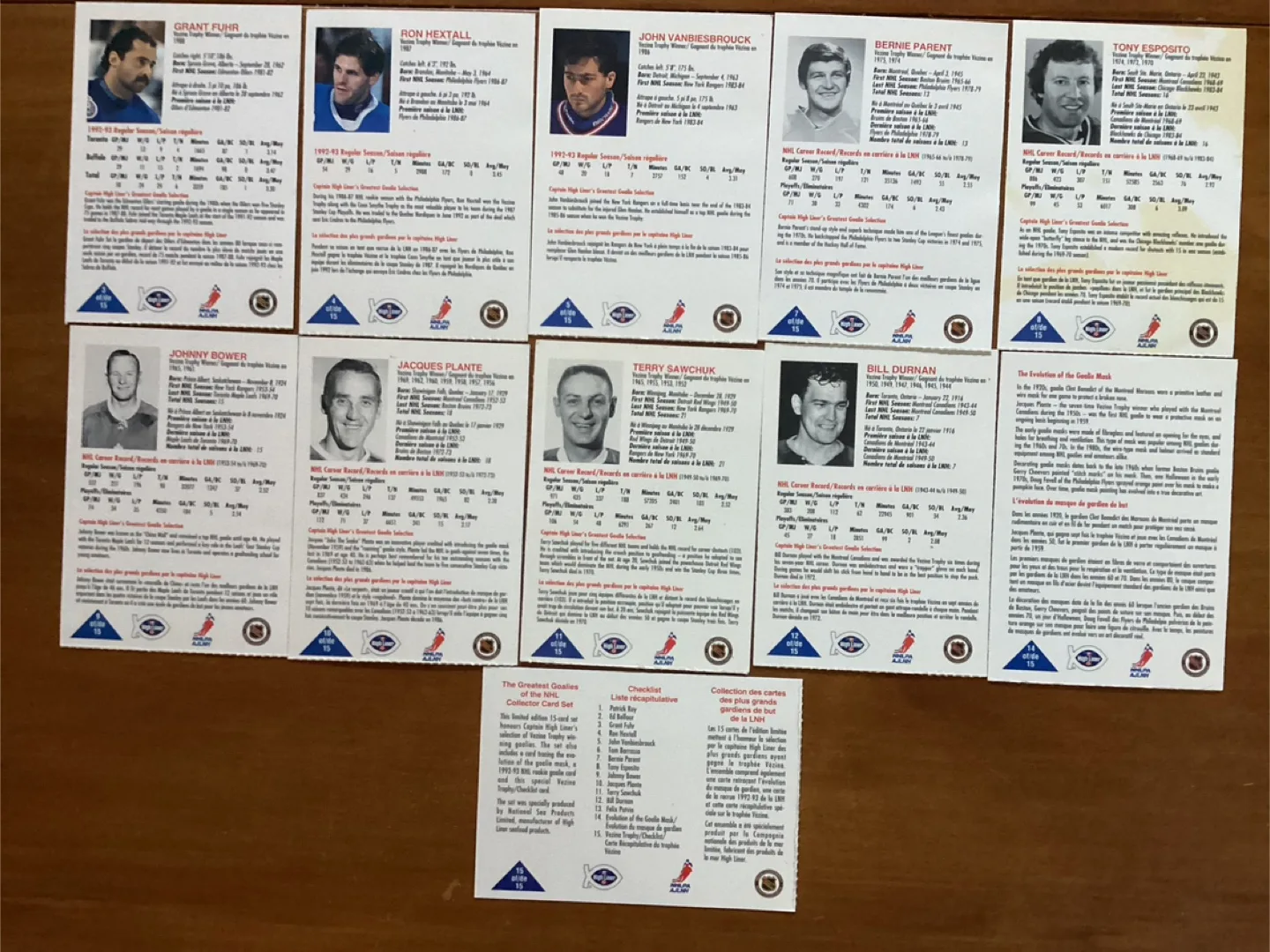 11 of 15 Set 1993-94 HIGHLINER GREATEST GOALIES Cards ! image indicator(6)