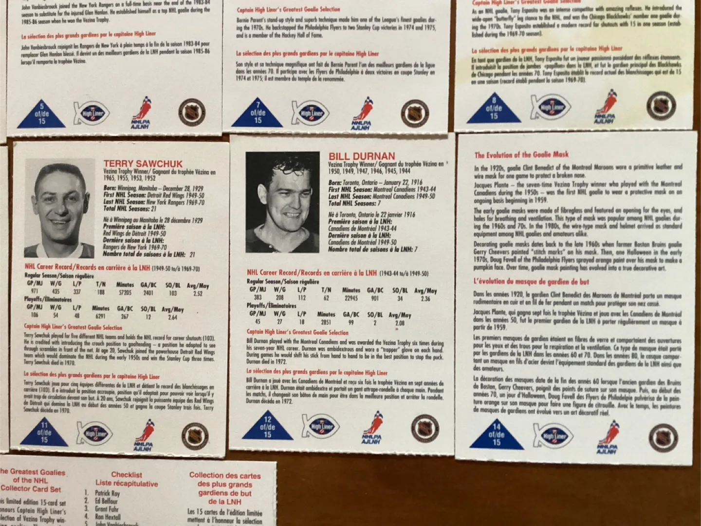 11 of 15 Set 1993-94 HIGHLINER GREATEST GOALIES Cards ! image indicator(10)
