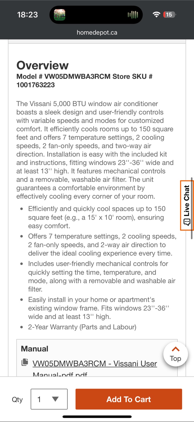 Vissani 5,000 BTU Window Air Conditioner – Gently Used - photo 3