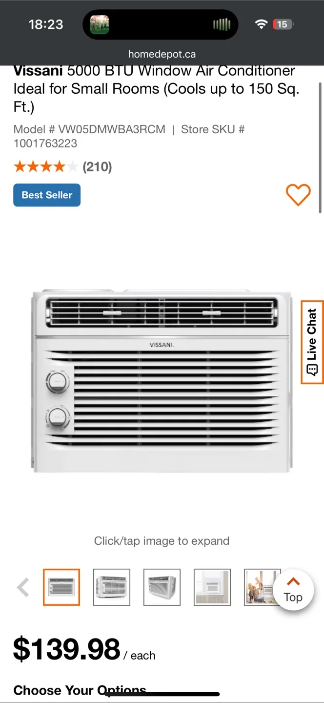 Vissani 5,000 BTU Window Air Conditioner – Gently Used thumbnail