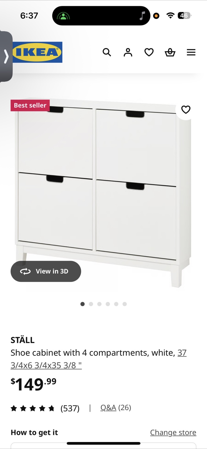 IKEA STÄLL Shoe Cabinet with 4 Compartments - White