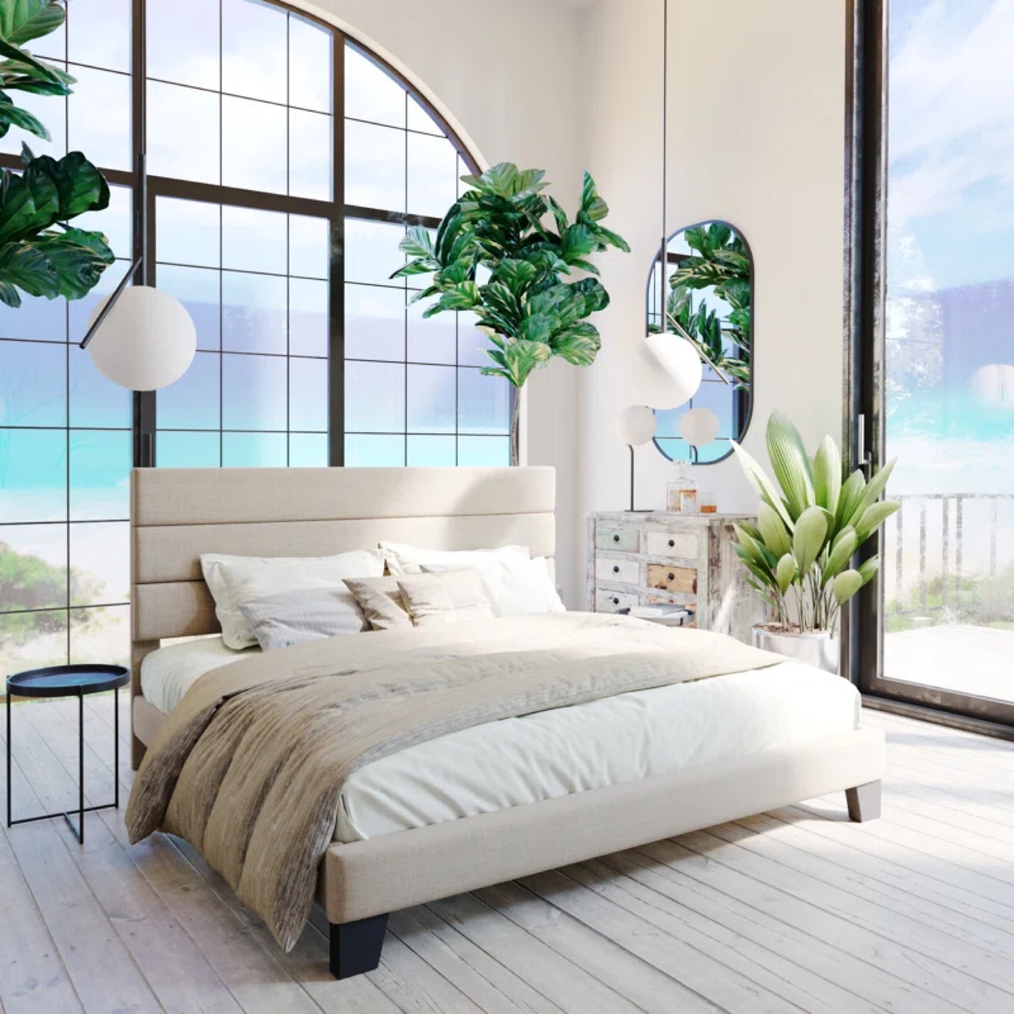 Queen Size Beige Bed Frame - photo 2