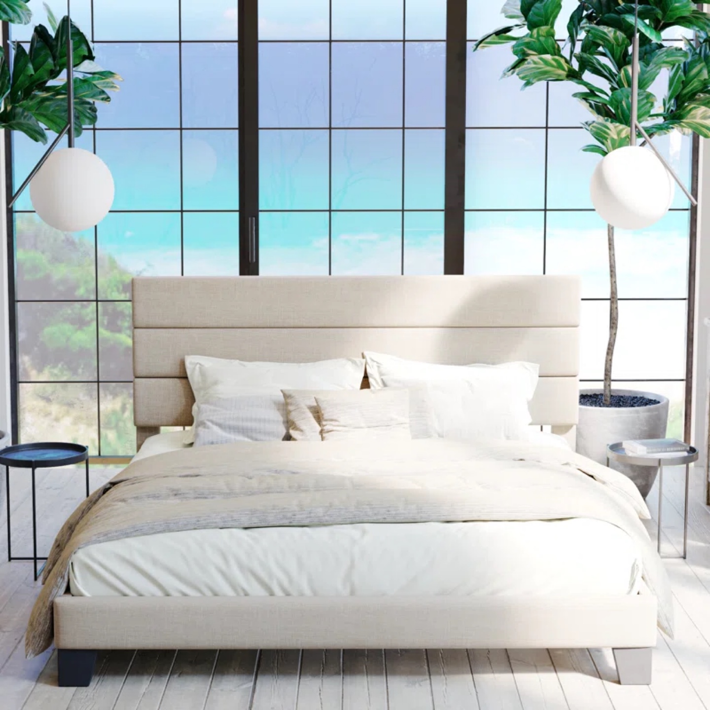 Queen Size Beige Bed Frame