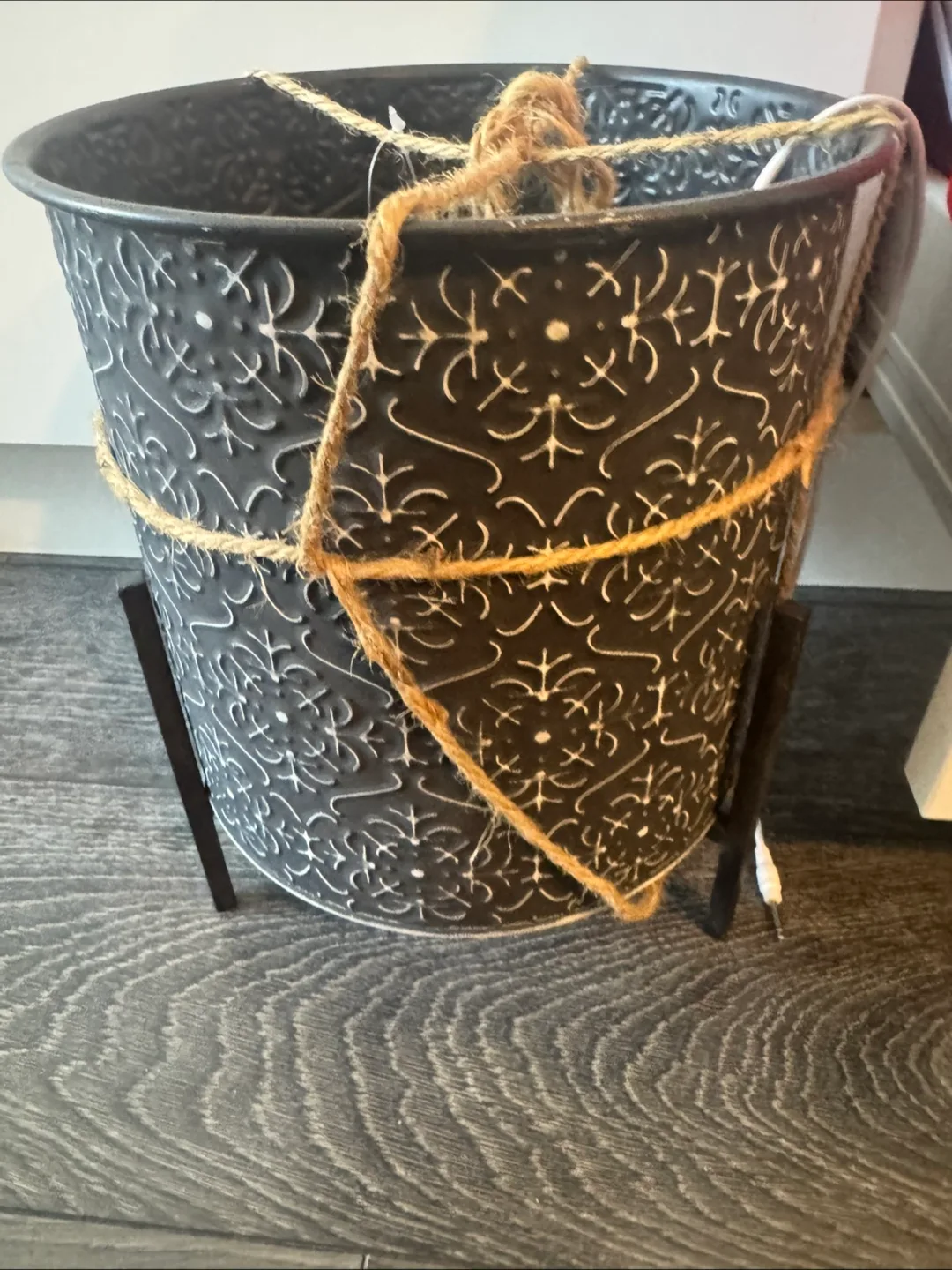 Black Metal Embossed Flower Pot thumbnail