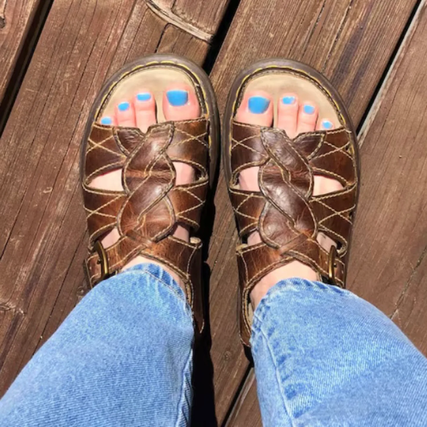 Vintage Dr. Martens Brown Leather  Fisherman Woven Sandals thumbnail