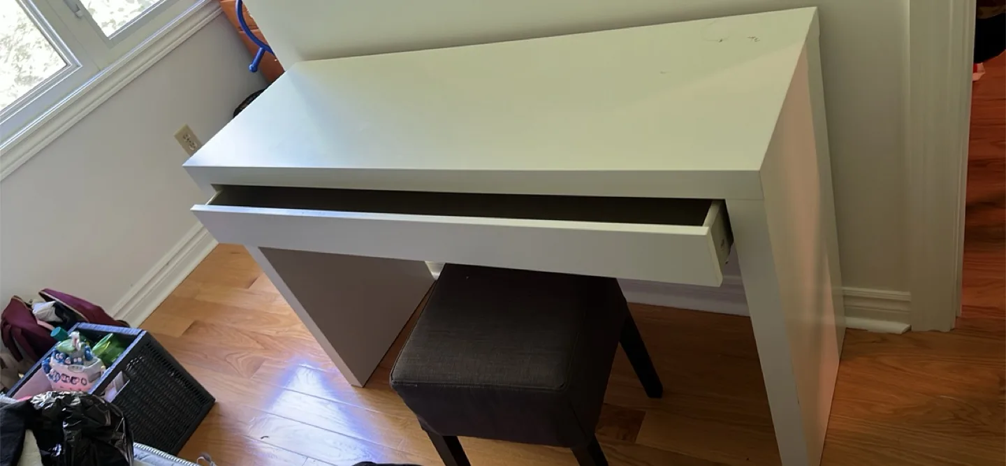 White Desk with Drawer & Stool thumbnail