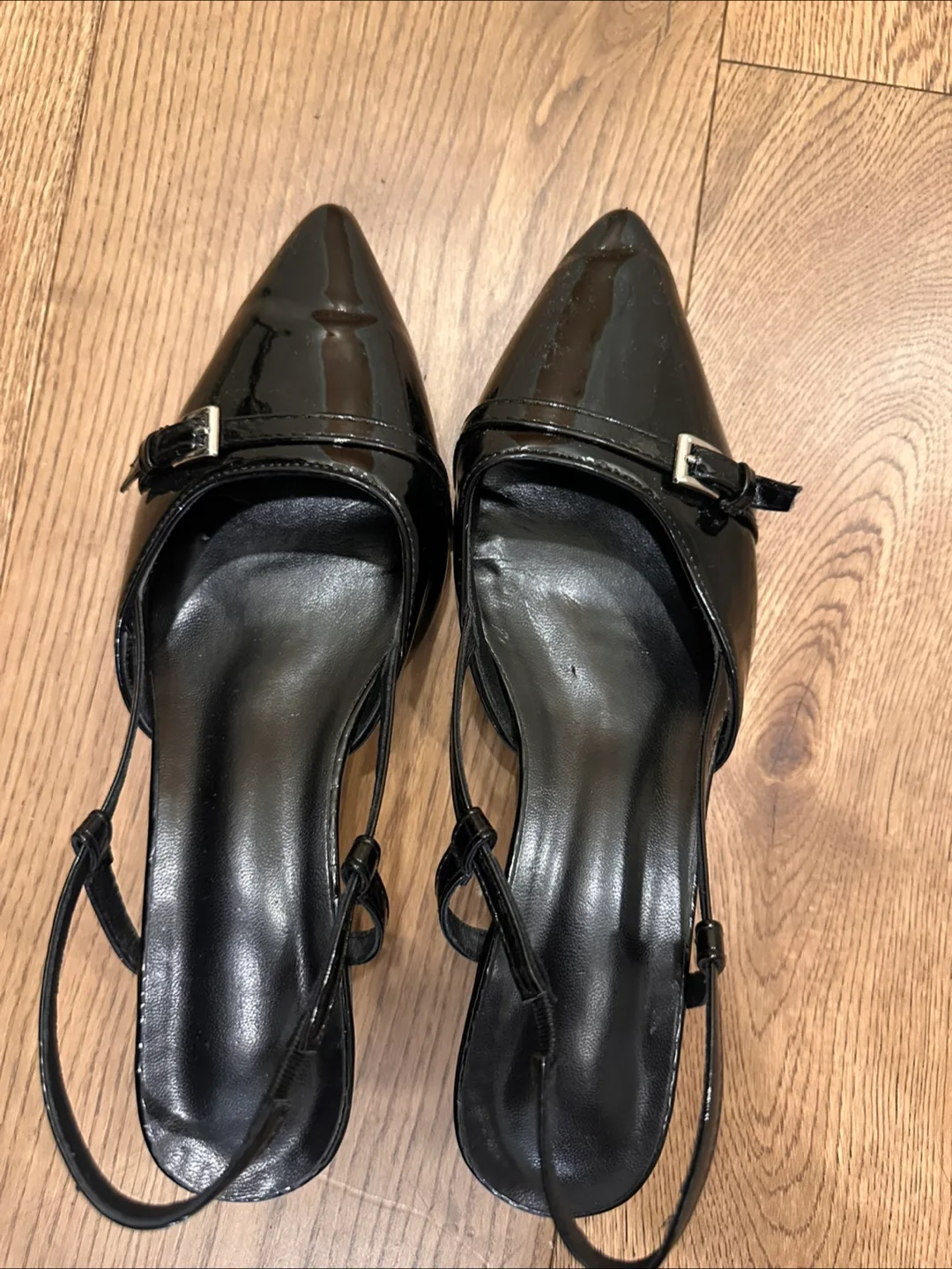 Black Patent Slingback Kitten Heels, Size 7 thumbnail