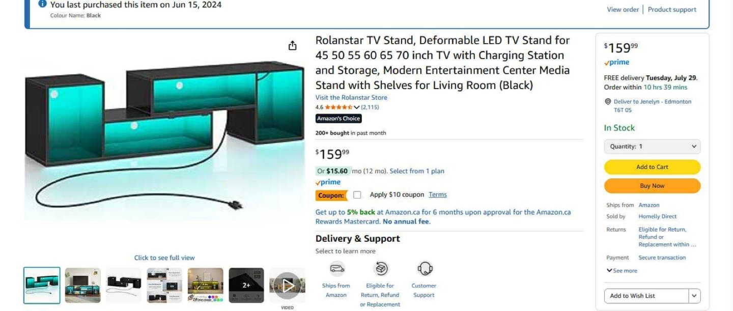 Rolanstar Black TV Stand - Like New! - photo 4