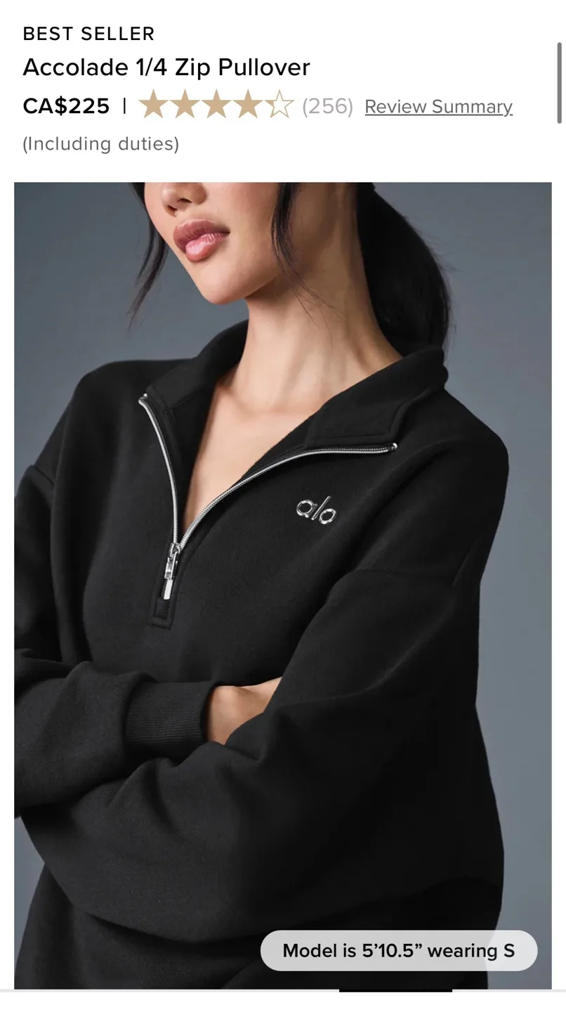 ALO Accolade 1/4 Zip Pullover - Black image indicator(3)