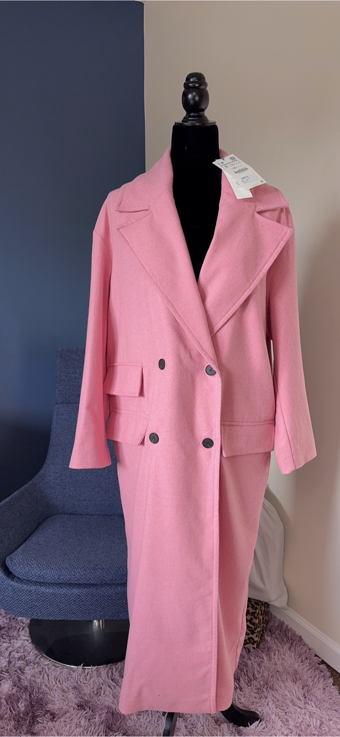 Brand New Zara Pink Wool Oversized Coat