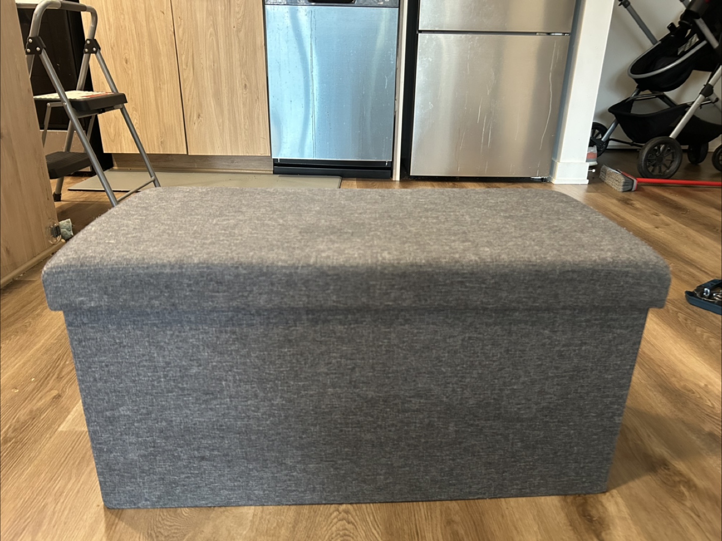 Grey Storage Ottoman Bench