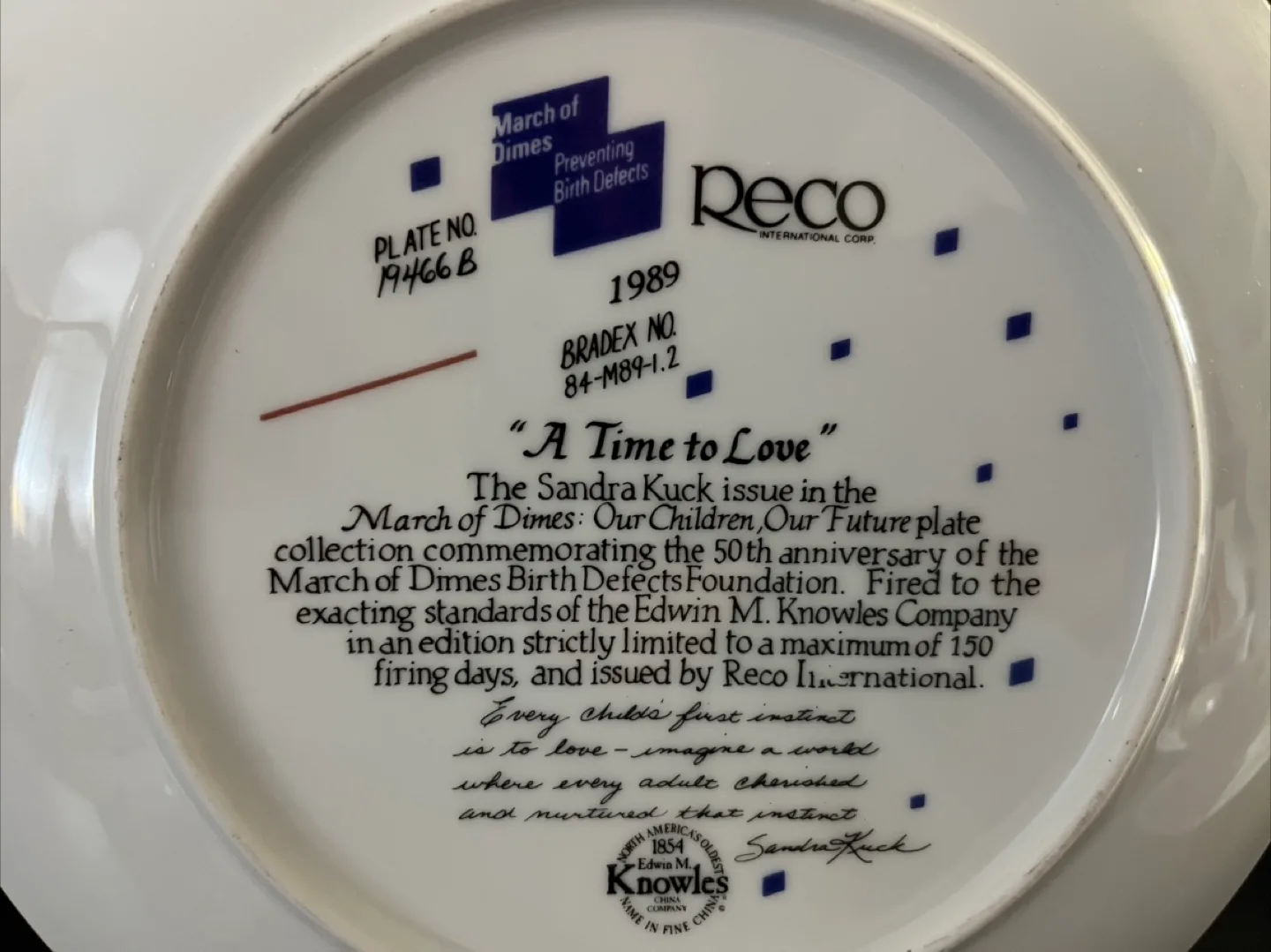 Reco 'A Time to Love' Collector Plates image indicator(5)